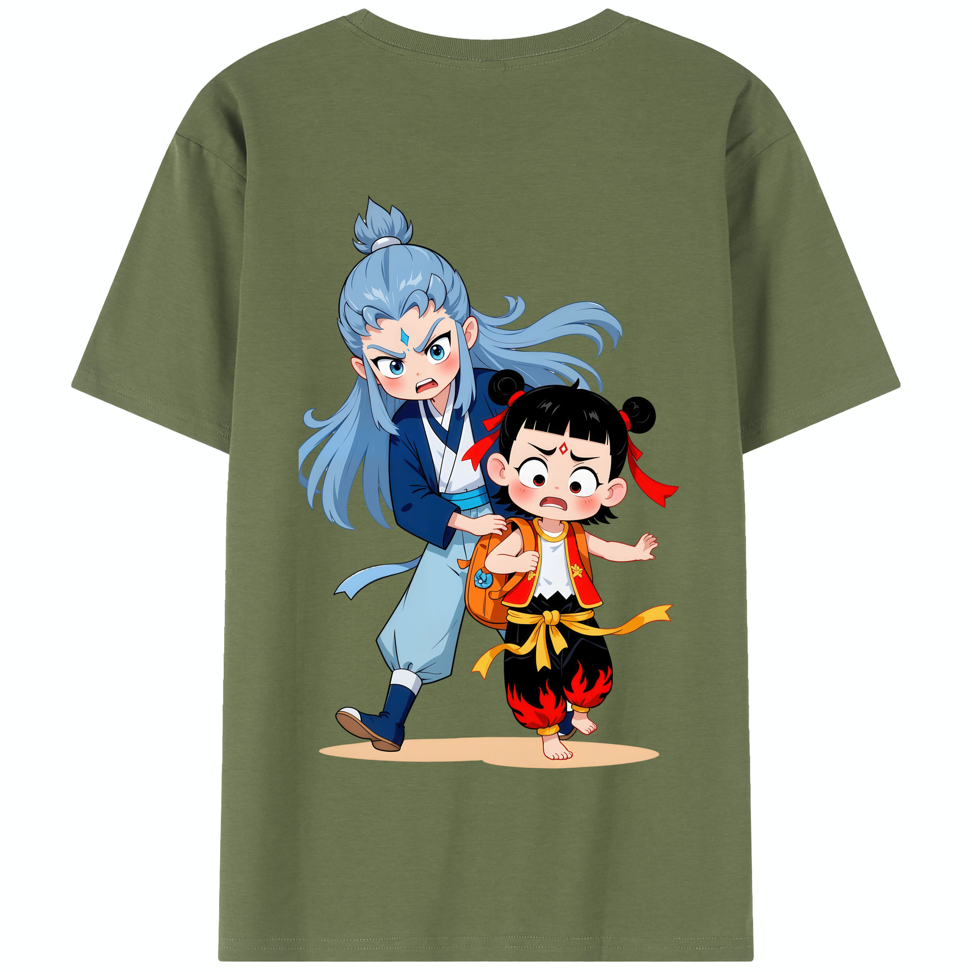 （画像用） Ne Zha 2 ナタ 魔童の大暴れ 綿100％半袖Tシャツ（背面プリント）